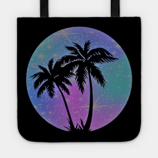 Vaporwave Palm Trees: 80's, 90's Pastel Blue, Pink, and Purple Retro Vintage Sunset Tropical Vaporwave Tote