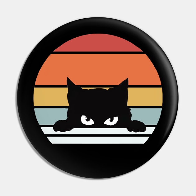 Black Kitten Retro Design Pin by PsychoDynamics