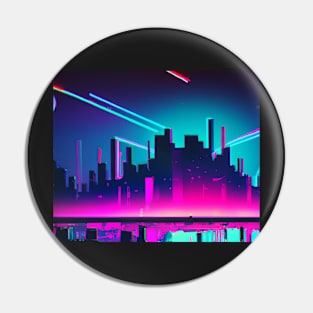 Synthwave cityscape landscape Pin