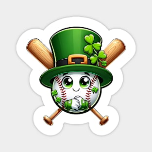 Kids Baseball St Patricks Day Shirt Ball Leprechaun Catcher Magnet