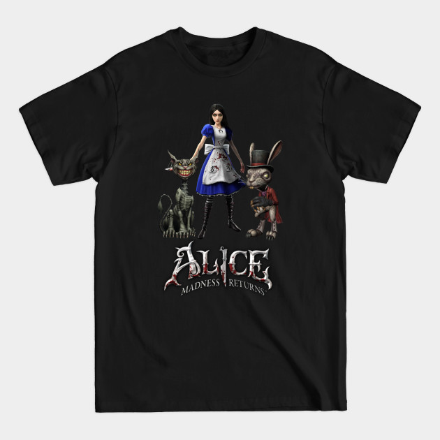 Discover Alice: Madness Returns-Alice Liddell, Cheshire Cat, White Rabbit - Alice Madness Returns - T-Shirt