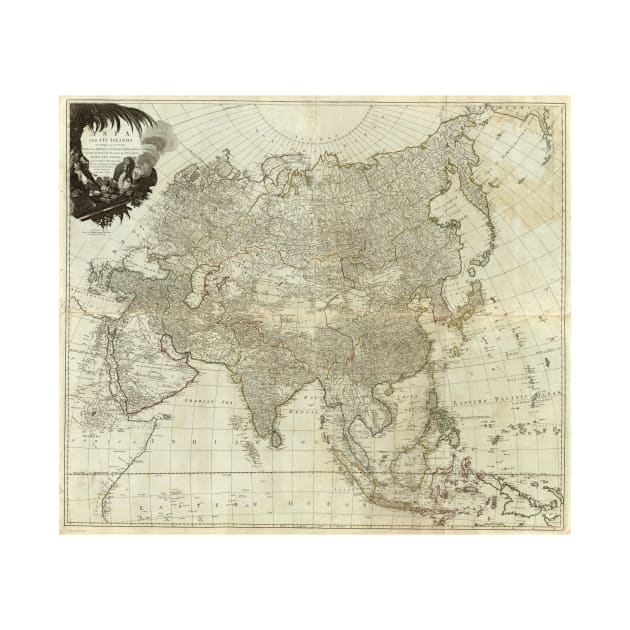 Vintage Map of Asia (1757) by Bravuramedia