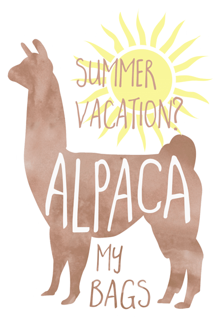 Summer Vacation? Alpaca my bags! Essential vacation pun Kids T-Shirt by Shana Russell