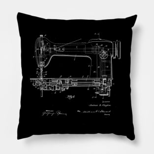 Sewing Machine Vintage Patent Drawing Pillow