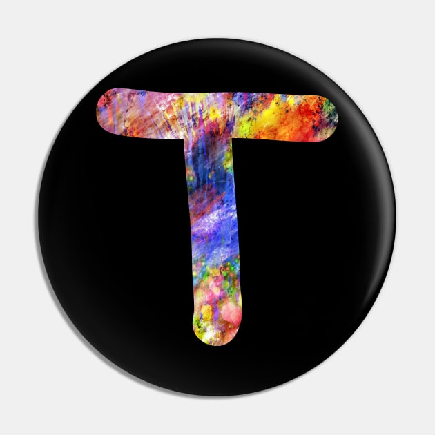 Letter T Capital Alphabet T Colorful Gift Pin by Shariss