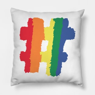 Colorful Rainbow Color Hashtag # LGBT LGBTQ Sign Pillow