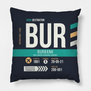 Burbank Hollywood (BUR) Airport Code Baggage Tag Pillow