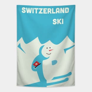 Switzerland Ski poster Tapestry