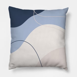 Abstract Organic Shapes Cream, Pink and Blue 3 Pillow