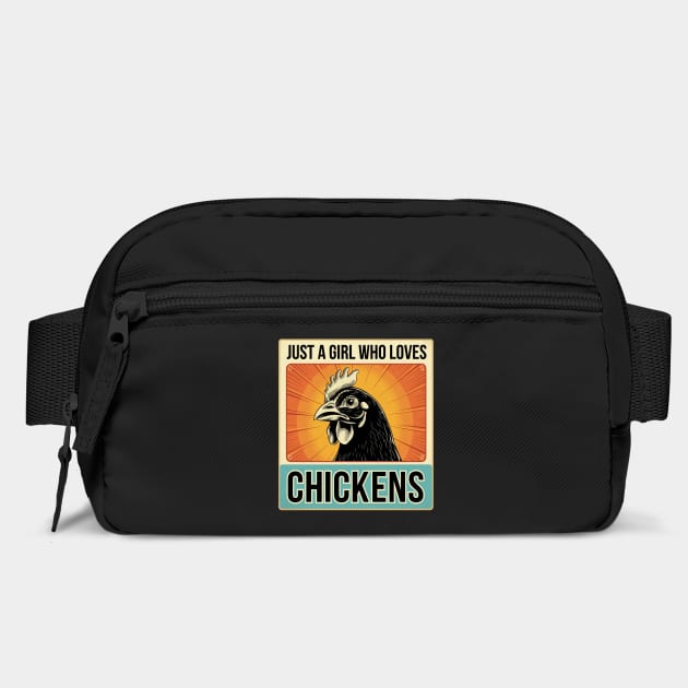 Just A Girl Who Loves Chickens, Fun Gifts, Retro Design for Chicken Lovers by Pixel Threads 