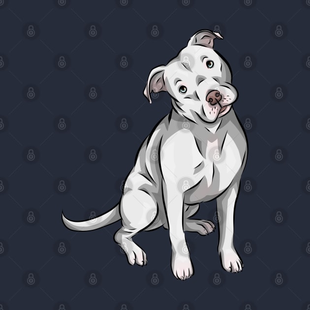 Cute American Pitbull Terrier | White by Shirin Illustration