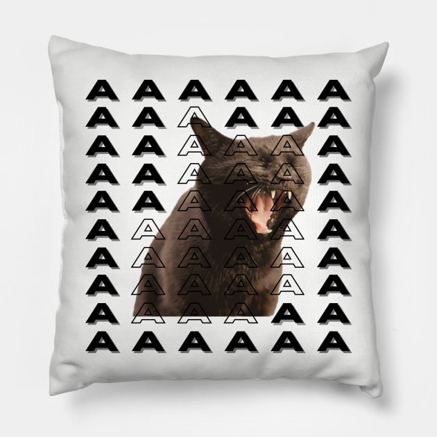 Scream Black cat AAAAA Pillow by Binsy