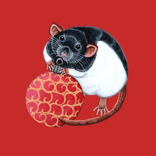 Black Hooded Rat with Bauble T-Shirt