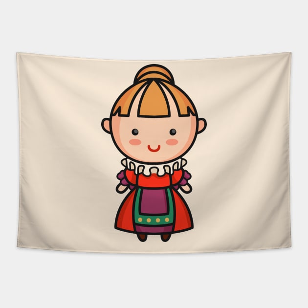 Cute Elizabethan Era English Woman Tapestry by SLAG_Creative