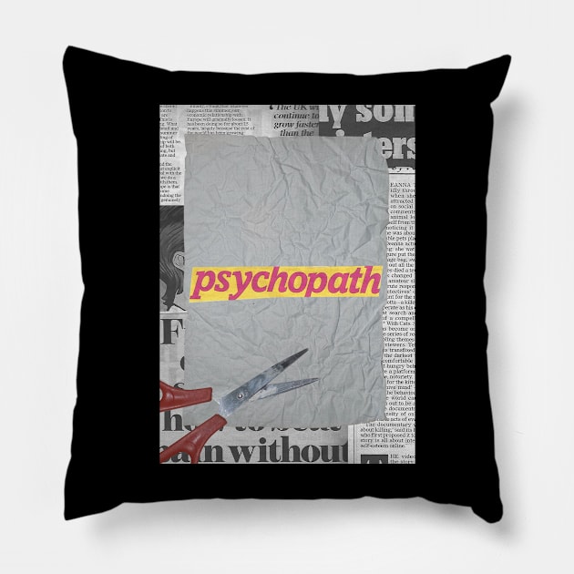 Crumpled Paper with the Word "Psychopath" Written on It Pillow by glamcraft