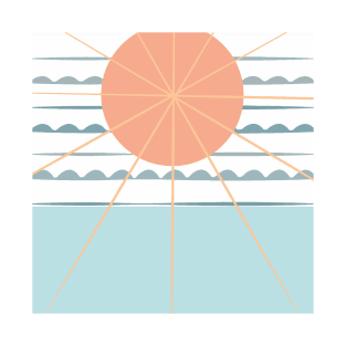 Sunset, sea,.2. sun, sun-art, beach,  spring, ocean, sunart, summer, vector. T-Shirt