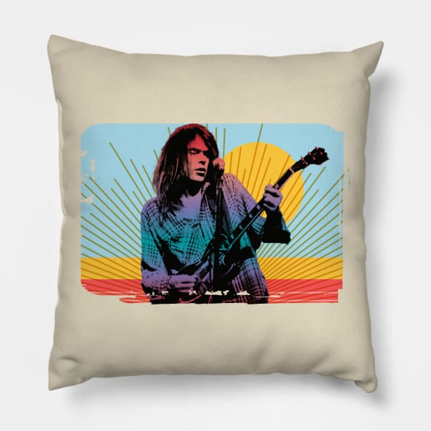 Neil Young Pillow by HAPPY TRIP PRESS