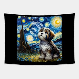 Starry Havanese Portrait - Dog Portrait Tapestry