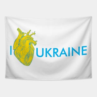 I love Ukraine, an anatomical heart in the colors of the flag. Tapestry