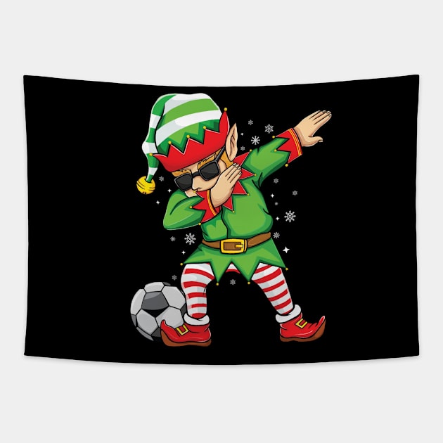 Dabbing elf Christmas Dabbing Elf soccer football costume christmas Tapestry by UNXart