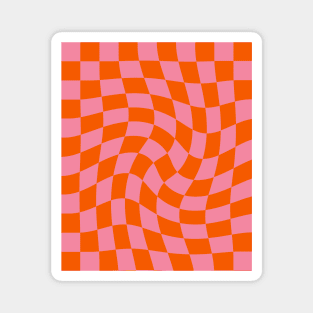 Twirl Checkerboard pink pattern Magnet