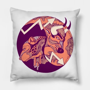 Peach Bull and Bear Pillow