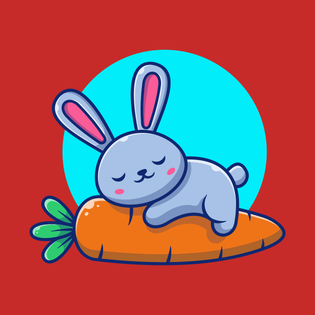 Cute Rabbit Sleeping On Carrot Cartoon by Catalyst Labs