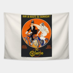 Sur la route du bonheur La Cyclette Vintage Poster Tapestry