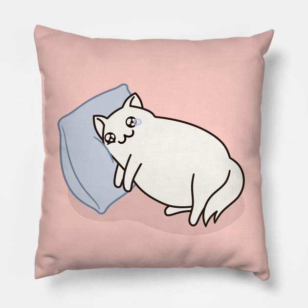 Kakun the Cat - Too fat to do anything Pillow by MarichkaUA