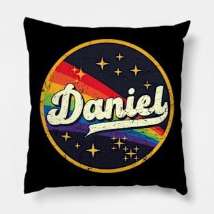 Daniel // Rainbow In Space Vintage Grunge-Style Pillow