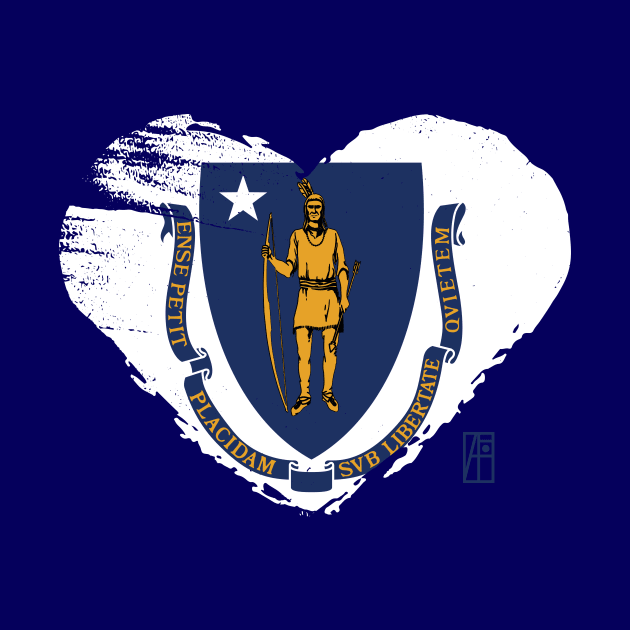 U.S. State - I Love Massachusetts - Massachusetts Flag by ArtProjectShop