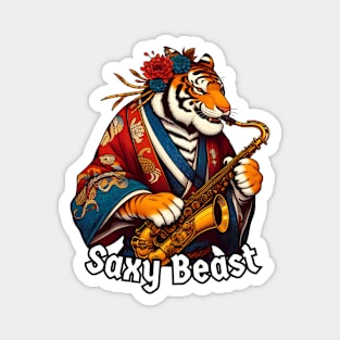 Tiger saxophone player Magnet