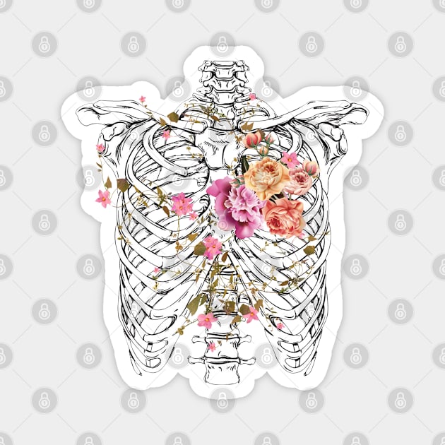 Skeleton Chest With Heart of Flowers Magnet by Make It Simple