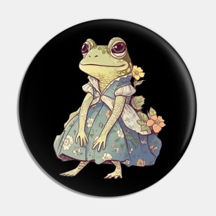 Girl Frog Wear Dress Pin