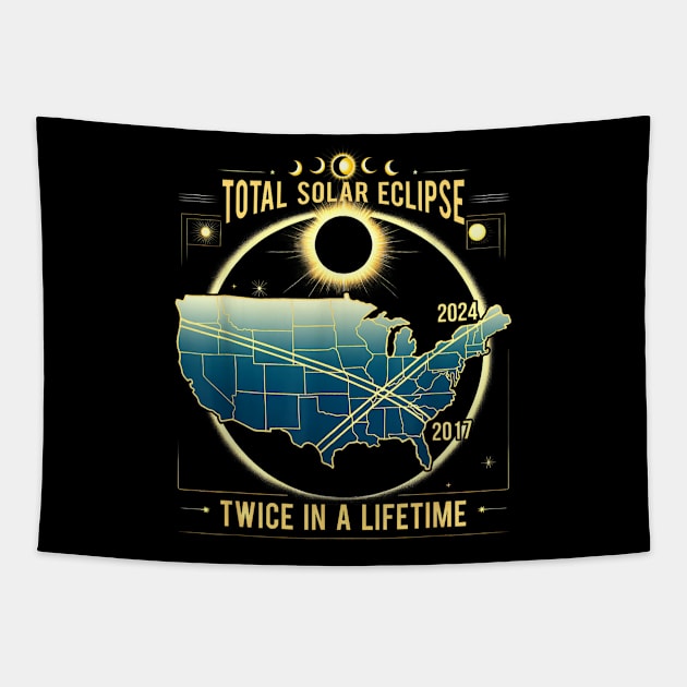 Twice in a Lifetime 2024 Total Solar Eclipse  Tee Gift Tapestry by Sea Planet With Fish