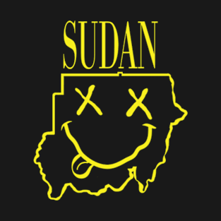 Vibrant Sudan Africa x Eyes Happy Face: Unleash Your 90s Grunge Spirit! Smiling Squiggly Mouth Dazed Happy Face T-Shirt