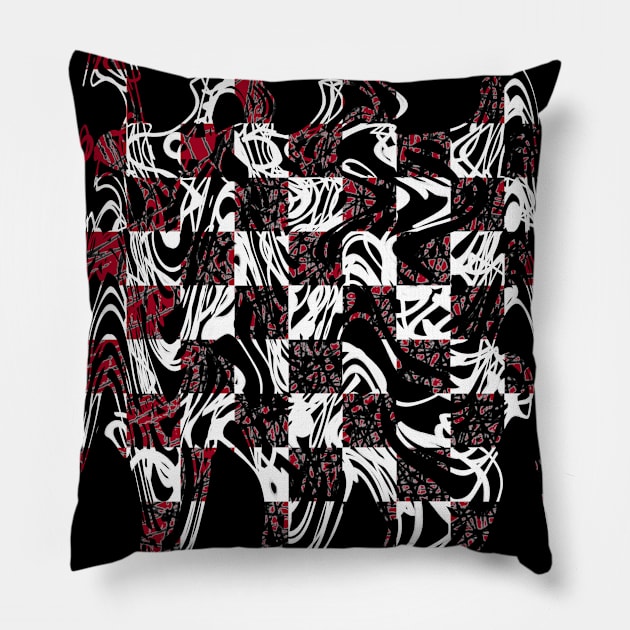 crazy wavy chessboard Pillow by neteor