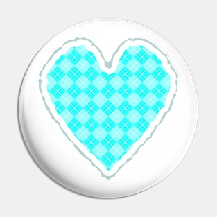 Argyle Heart - Teal Pin