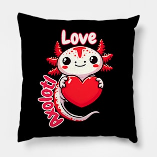 Axolotl Funny Heart Valentine's Day Cute Valentine Pillow