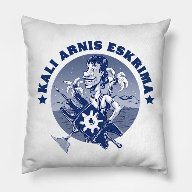 Eskrima Cartoon Pillow by Black Tee Inc