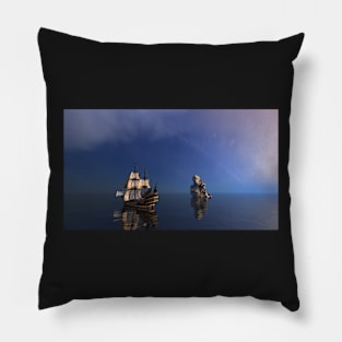 An old pirate ship out at sea Pillow