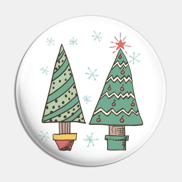 Retro Christmas Trees Pin by SWON Design