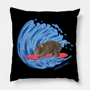 Wombat Vibes Beach Waves Wild Animal Summer Vacation Surfing Pillow
