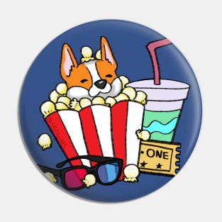 Corgi Movie Night Pin