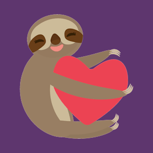 Cute sloth with red heart 2 T-Shirt