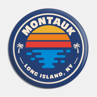 Retro Montauk Long Island New York Vintage Beach Surf Emblem Pin