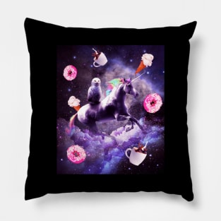 Outer Space Owl Riding Unicorn - Donut Pillow