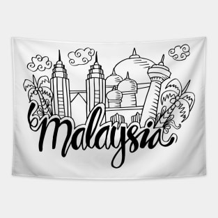 Hand Drawn Symbols Of Malaysia. Tapestry