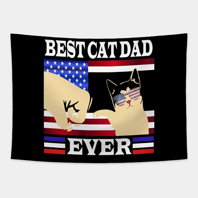 Best Cat Dad Ever Tapestry by karascom