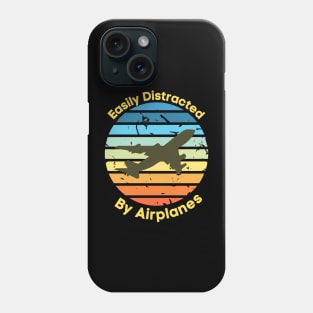 Easily Distracted by Airplanes, Gift for Airplane Lover, Aviation Shirt, Funny Pilot Shirt, Retro Vintage Plane, Aviator Shirt Birthday Gift Phone Case